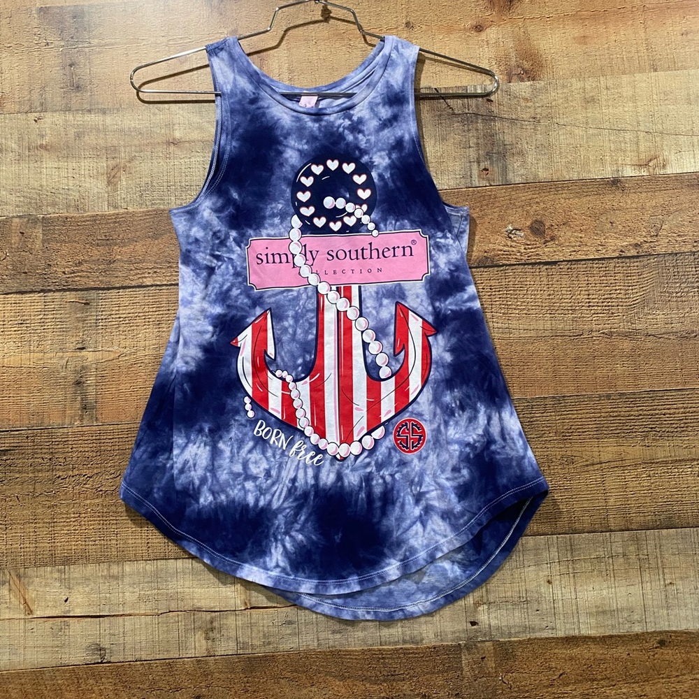 Simply Southern Nautical Tie-Dye Tank Size Small